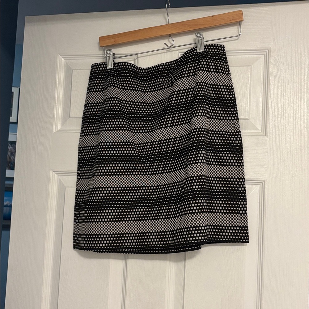 LOFT Black and White Striped Mini Skirt